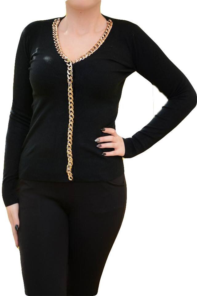 Bluza deosebita cu insertii de lant ,D&J Exclusive, Negru