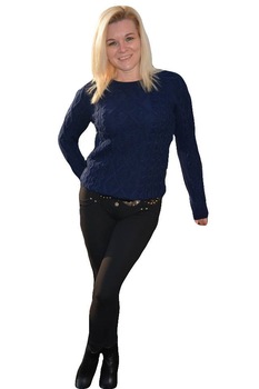 Bluza clasica din tricot cu model de impletituri,D&J Exclusive,, Bleumarin Bluza clasica din tricot cu model de impletituri,D&J Exclusive,, Bleumarin