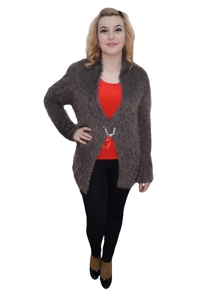 Cardigan modern, brosa chic atasata, maneci lungi,D&J Exclusive, Nisipiu