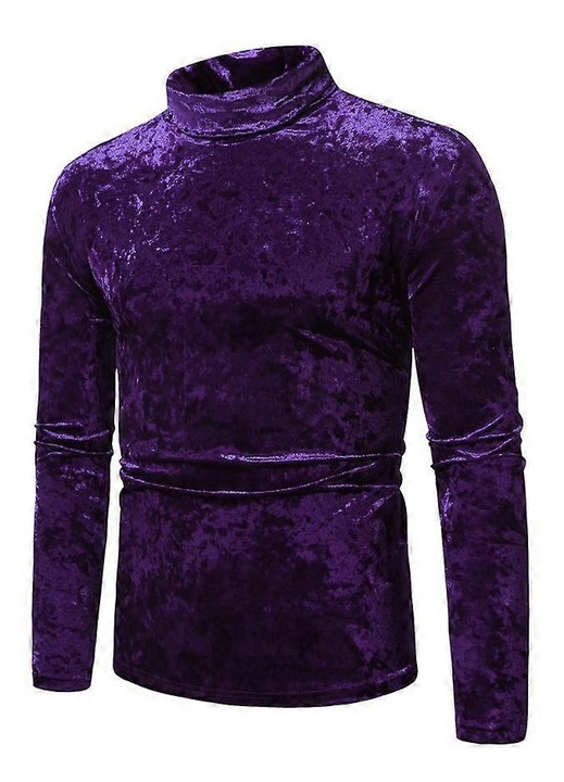 Bluza pentru barbati, guler inalt, croiala slim, poliester, violet