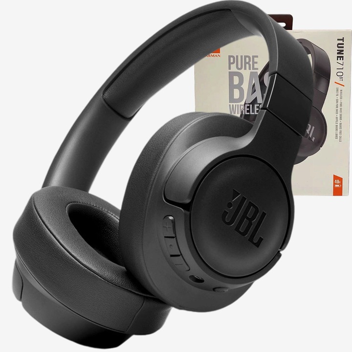 Casti Bluetooth TUNE 710BT, baterie de pana la 40 de ore, microfon de conversatie, pliabil, confortabil de purtat, sport in aer liber (negru)