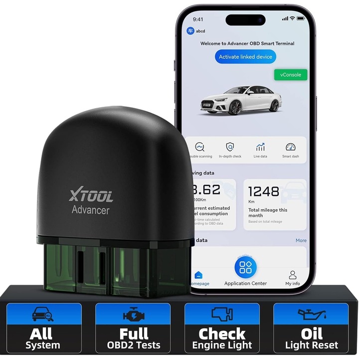 Tesztelő, XTOOL AD20 Pro OBD2, OBD2 vezeték nélküli teljes rendszerhez, autódiagnosztika, olajszerviz nullázás, szmogellenőrzés, teljesítményteszt, feszültségteszt, hibakód olvasó