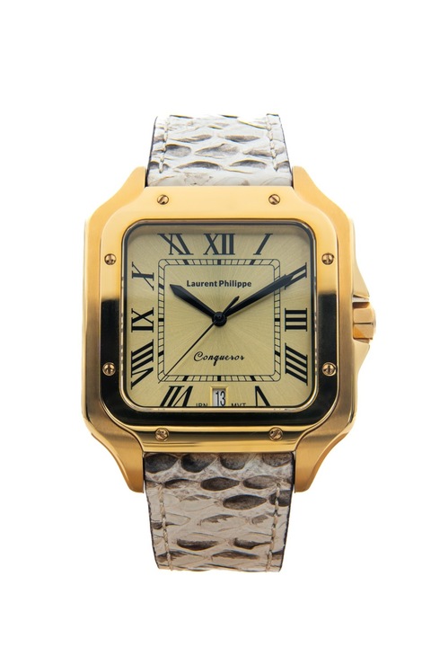 Ceas pentru barbati, Laurent Philippe, Conqueror The Golden Eye - Serpent Ivory, 38mm x 27.5mm, Gold