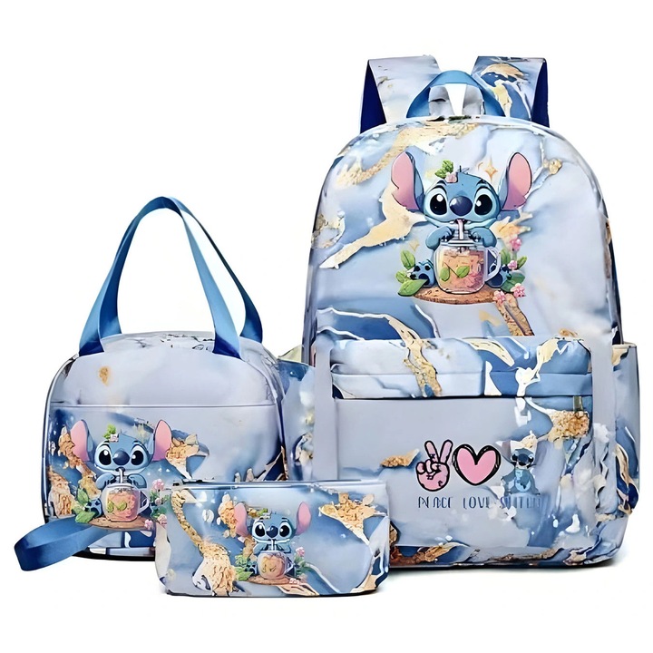 Set ghiozdan scolar 3 piese - Batoh, penal, geanta pentru gustare - Disney, multicolor, 42x30x13cm, 27x20cm
