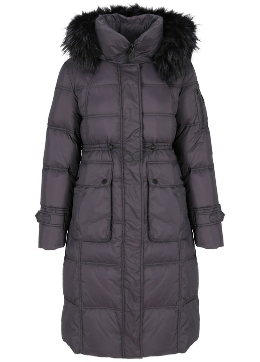 Palton de iarna, Perso, cu gluga detasabila, nylon/puf de rata, bleumarin