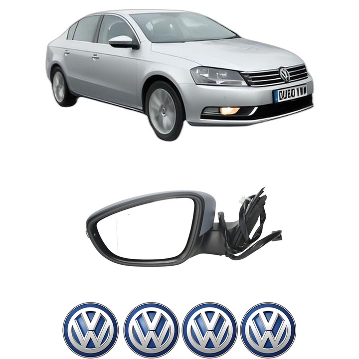 Oglinda Completa Stanga Volkswagen PASSAT B7 (A32, A33) din 2011-2020, auto, Reglaj Electric, 4 stickere auto cu Volkswagen