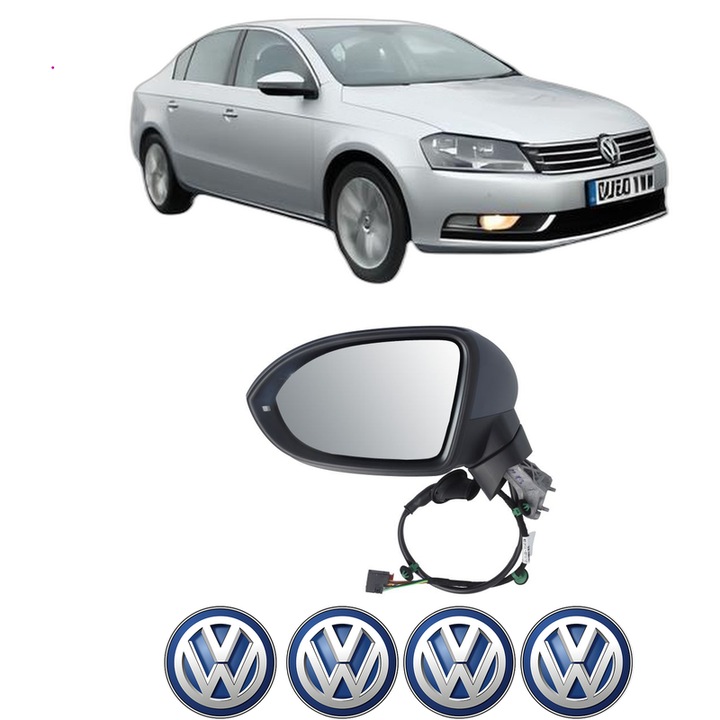 Oglinda Completa Stanga Volkswagen PASSAT B7 (A32, A33) din 2011-2020, auto, Reglaj Electric, 4 stickere auto cu Volkswagen