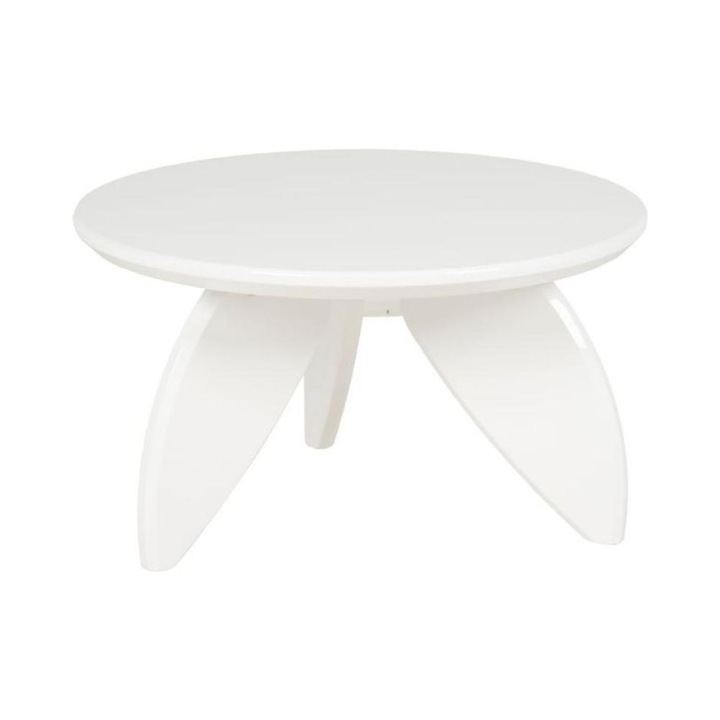 Masuta Cafea, alb, 80x45 cm, design modern cu picioare curbate