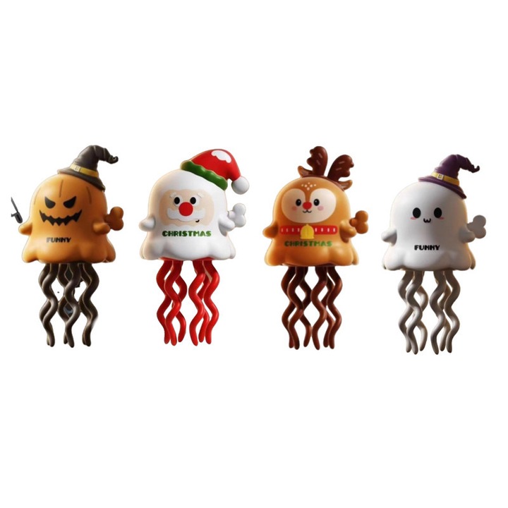 Set de 4 jucarii saritoare de Halloween, anti-stres pentru copii, multicolor