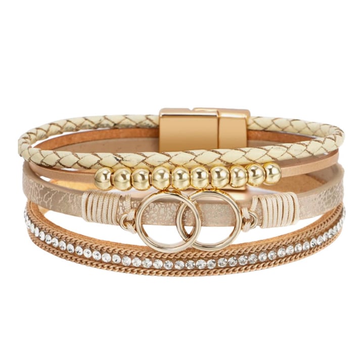 Bratara leopard pentru femei, bratara din piele boho, auriu