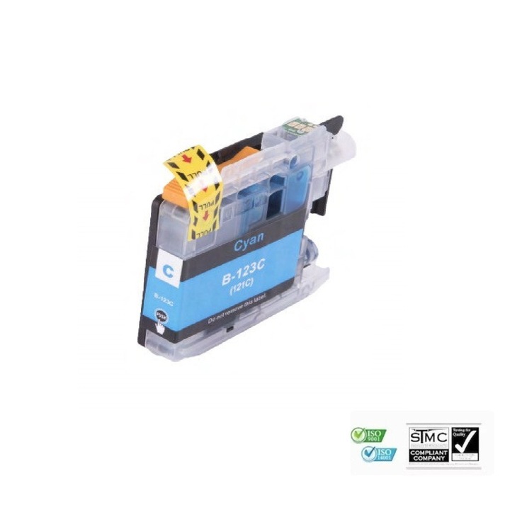 Cartus cerneala compatibil Brother LC123XL LC-123XL, albastru cyan, 10 ml, pentru BROTHER DCP J132W, DCP J152W, DCP J172W, DCP J4110DW, DCP J552DW, DCP J752DW, MFC J245, MFC J4410DW, MFC J4510DW, MFC J4610DW, J470DW, J4710DW, J650DW