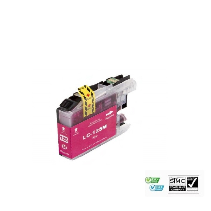 Cartus cerneala compatibil Brother LC123XL LC-123XL, magenta, 10 ml, pentru BROTHER DCP J132W, DCP J152W, DCP J172W, DCP J4110DW, DCP J552DW, DCP J752DW, MFC J245, MFC J4410DW, MFC J4510DW, MFC J4610DW, J470DW, J4710DW, J650DW