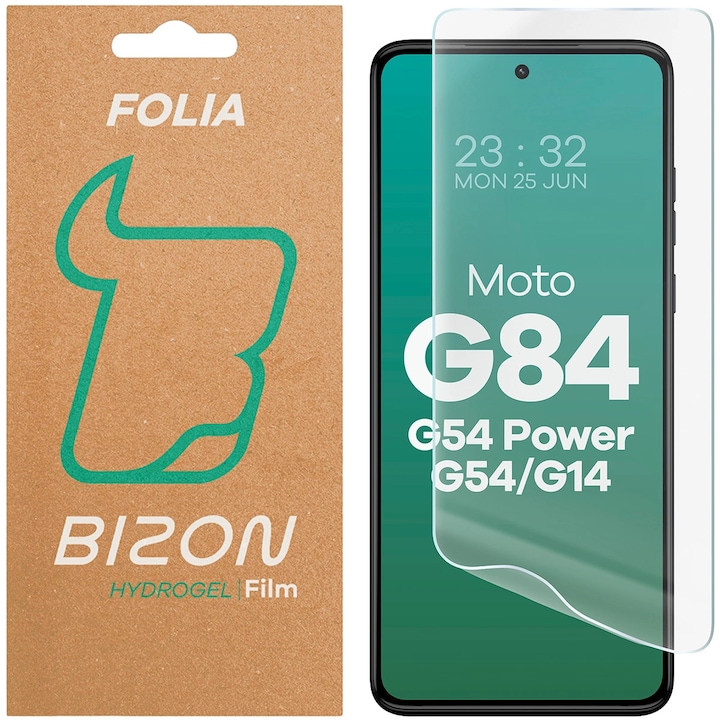 Защитно фолио за протектор на екрана, Bizon Glass Hydrogel Front за Motorola Moto G14 4G / G54 5G / G54 Power 5G / G84 5G