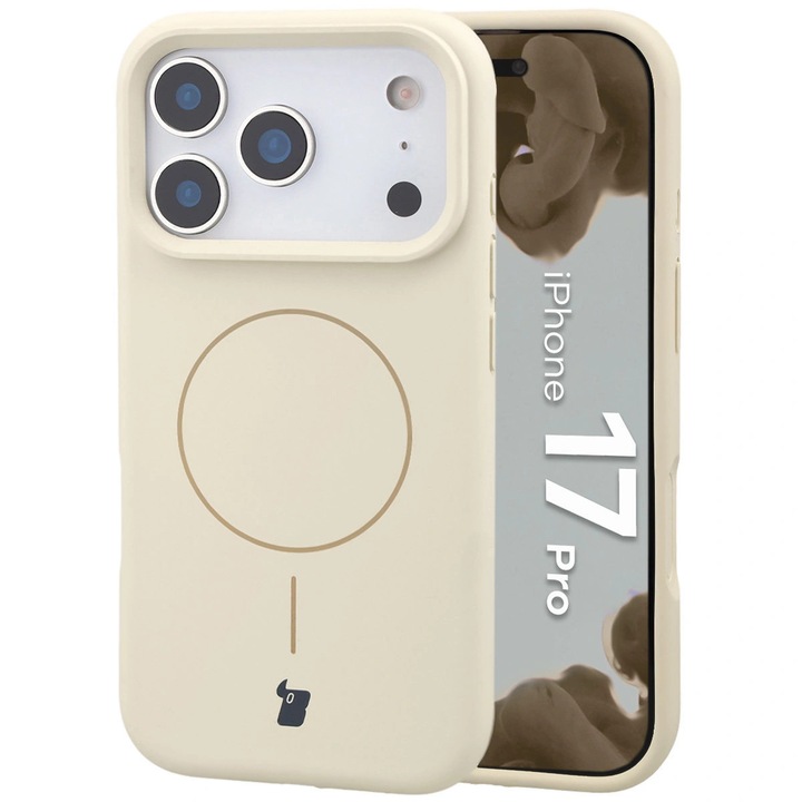 Калъф, Bizon Soft Case Magnetic за iPhone 17 Pro, екрю