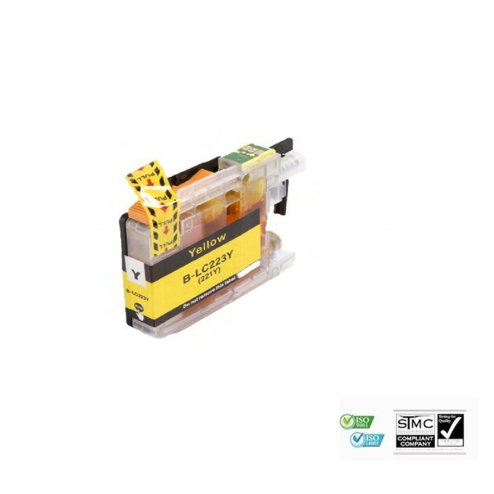Brother LC-223XL LC223XL kompatibilis tintapatron, sárga, 10 ml, BROTHER DCP J4120DW DCP J562DW MFC J4420DW MFC J4620DW MFC J4625DW MFC J480DW MFC J5320DW MFC J5620DW MFC J5625DW J562DW J5720DW J680DW J880DW készülékekhez