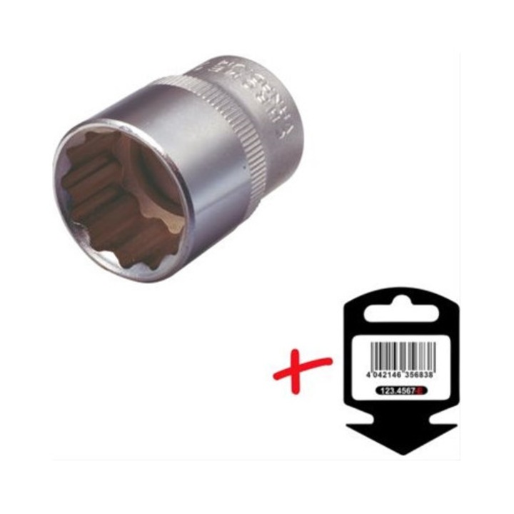 Cap de clichet 1/2" cu 12 canturi, 29mm pe agatator- KS TOOLS - 917.1366-E