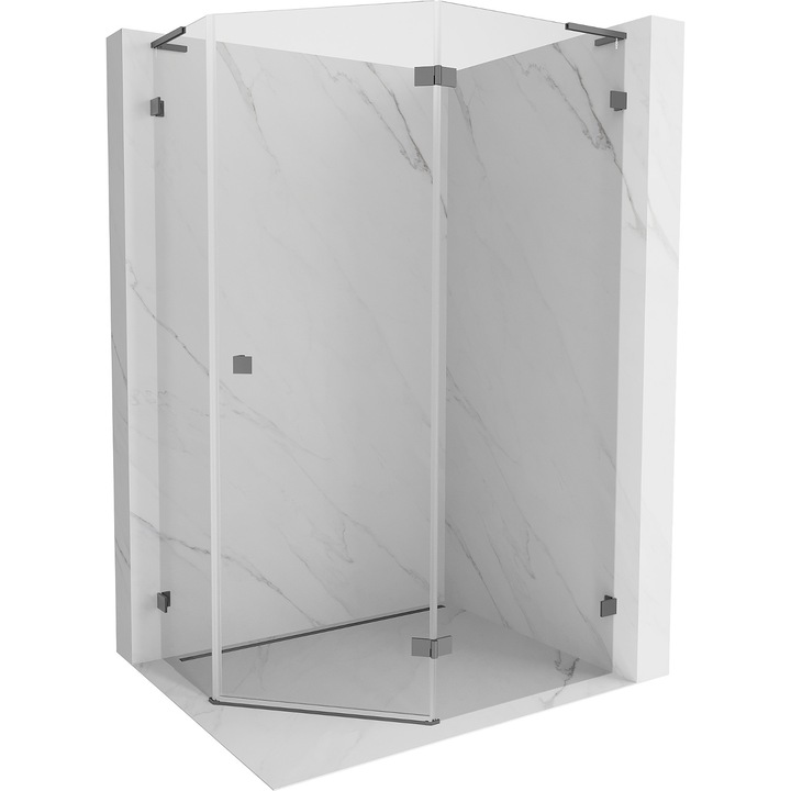 Cabina de dus pentagonala dreapta basculanta Mexen Lunar L 100 x 80 cm, transparent, gun metal - 831L-100P-080L-95-00-P