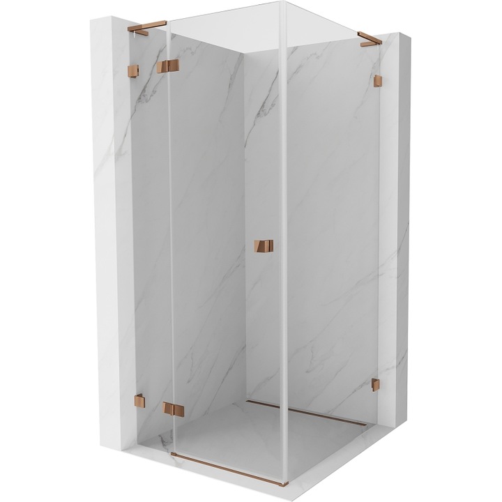 Mexen Lunar L cabina de dus cu usi batante stanga 70 x 70 cm, transparent, aur roz - 834L-070-070-60-00-L