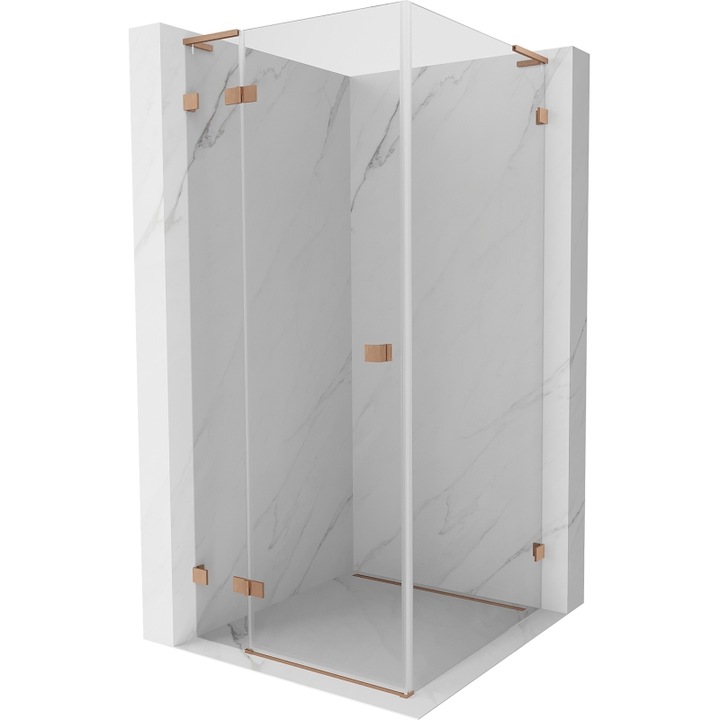 Mexen Lunar L cabina de dus basculanta stanga 70 x 70 cm, transparent, cupru periat - 834L-070-070-65-00-L