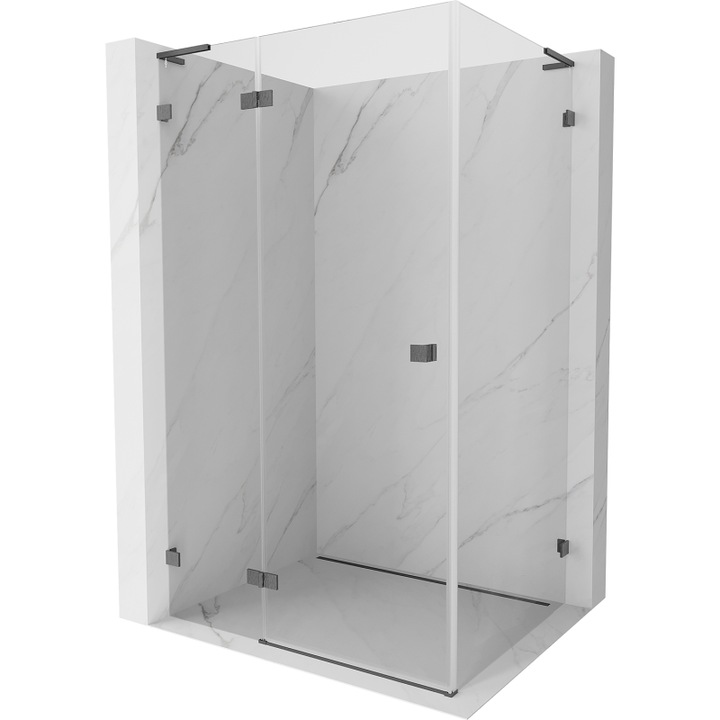 Mexen Lunar L cabina de dus batanta stanga 95 x 70 cm, transparenta, gri armat periat - 834L-095-070-66-00-L