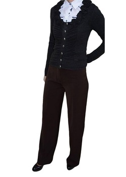 Pantaloni de dama,model lung cu croi drept,masura mare,D&J Exclusive, Maro inchis Pantaloni de dama,model lung cu croi drept,masura mare,D&J Exclusive, Maro inchis