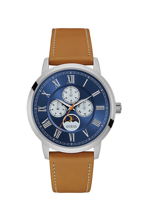 Guess, Ceas cu functii multiple cu o curea de piele, Maro
