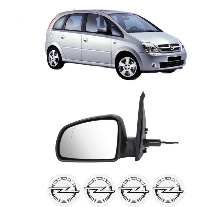 Oglinda Completa Stanga OPEL MERIVA A MPV (X03) din 2003-2010, auto, Reglaj Mecanic, 4 stickere auto cu OPEL
