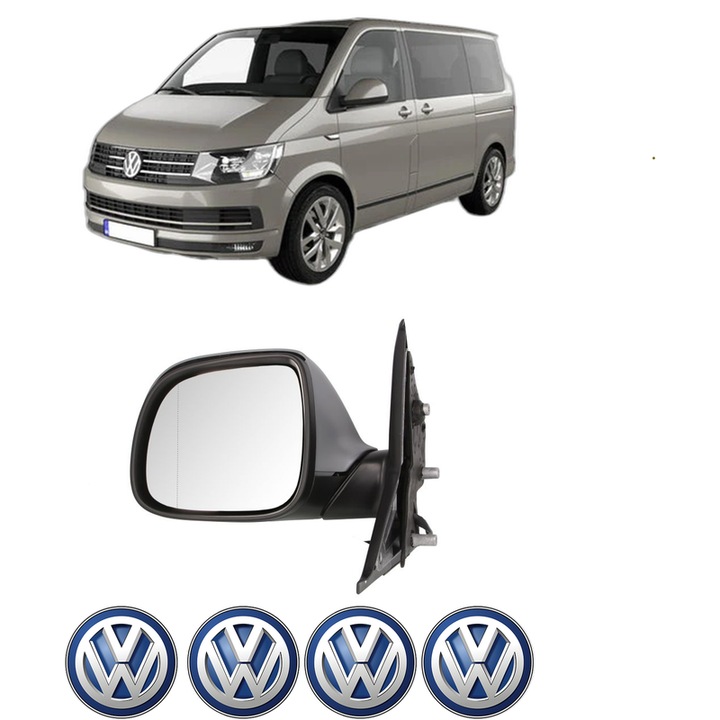 Oglinda Completa Stanga Volkswagen MULTIVAN T5 (7HM, 7HN, 7HF, 7EF, 7EM, 7EN) din 2003-2015, auto, Reglaj Electric, 4 stickere auto cu Volkswagen