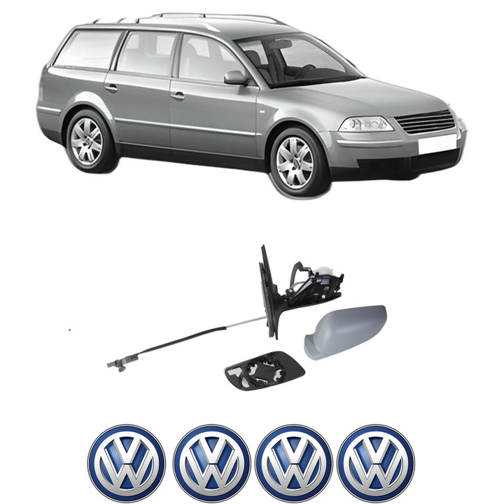 Oglinda Completa Stanga Volkswagen PASSAT B5.5 Variant (3B6) din 2000-2005, auto, Reglaj Mecanic, 4 stickere auto cu Volkswagen