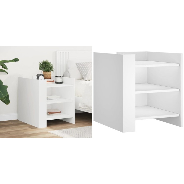 Noptiera, alb, 45x50x50 cm, lemn prelucrat