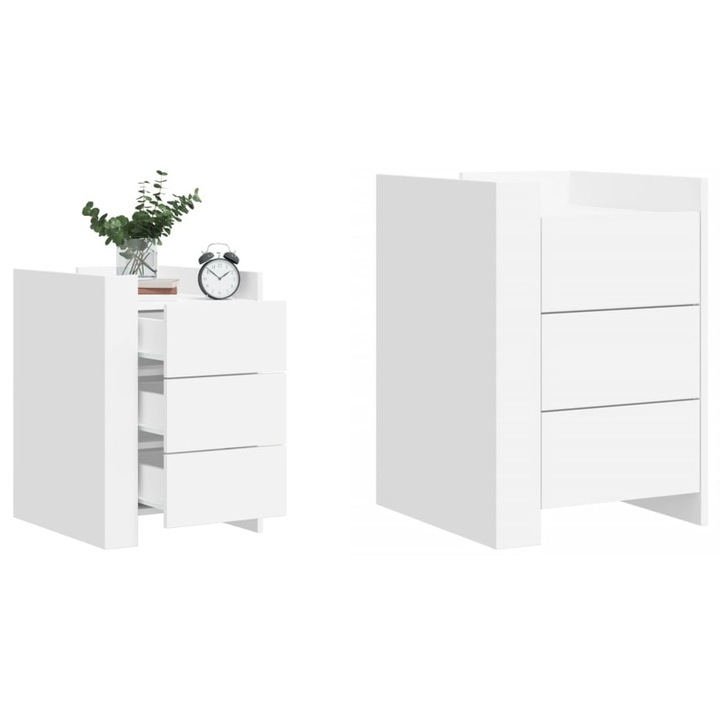 Noptiera, alb, 45x50x65 cm, lemn prelucrat