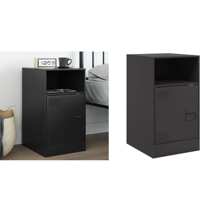 Noptiera, negru, 34, 5x39x62 cm, otel