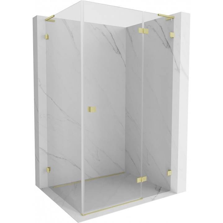 Mexen Lunar L cabina de dus rebateabila dreapta 80 x 70 cm, transparent, auriu periat - 834L-080-070-55-00-P