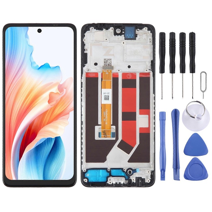 Display LCD cu digitizator complet si cadru pentru OPPO A2 5G, negru