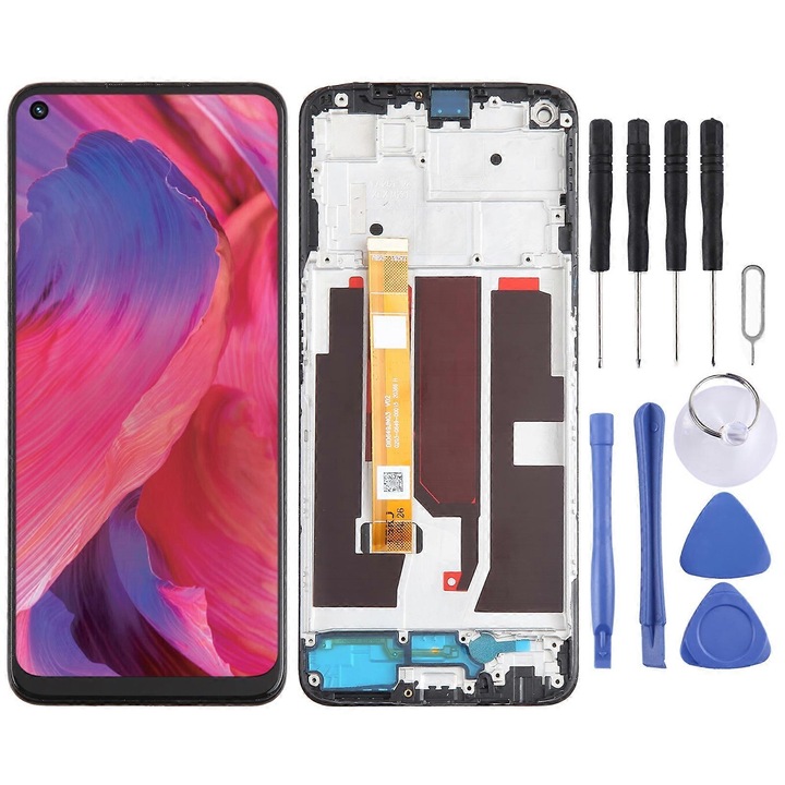 Asamblare completa LCD cu digitizator si cadru pentru OPPO A74 5G, 6.43 inch, negru