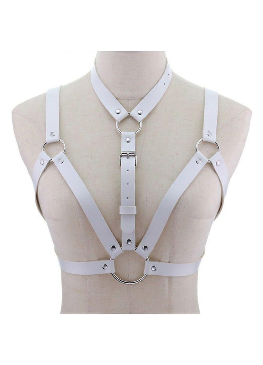 Ham sexy unisex, decopunk, piele, alb, One Size INTL