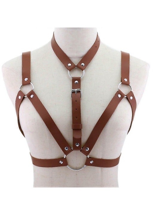 Ham sexy unisex, decopunk, piele, maro, One Size INTL