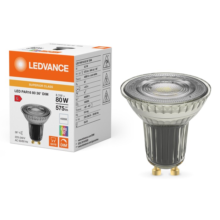 LED izzó GU10 8.3W 4000K 575lm 36° RA97, 2 darabos készlet
