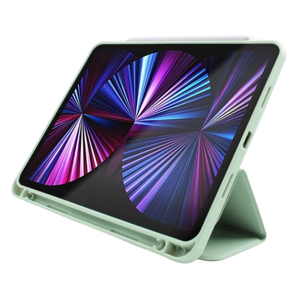 Etui protectie pentru iPad Air 4 10.9", verde, cu clapeta magnetica si suport pentru Apple Pencil
