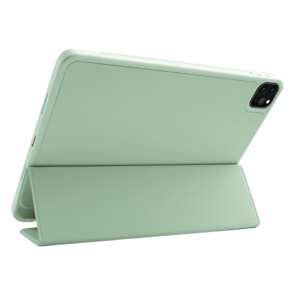 Etui protectie pentru iPad Air 4 10.9", verde, cu clapeta magnetica si suport pentru Apple Pencil