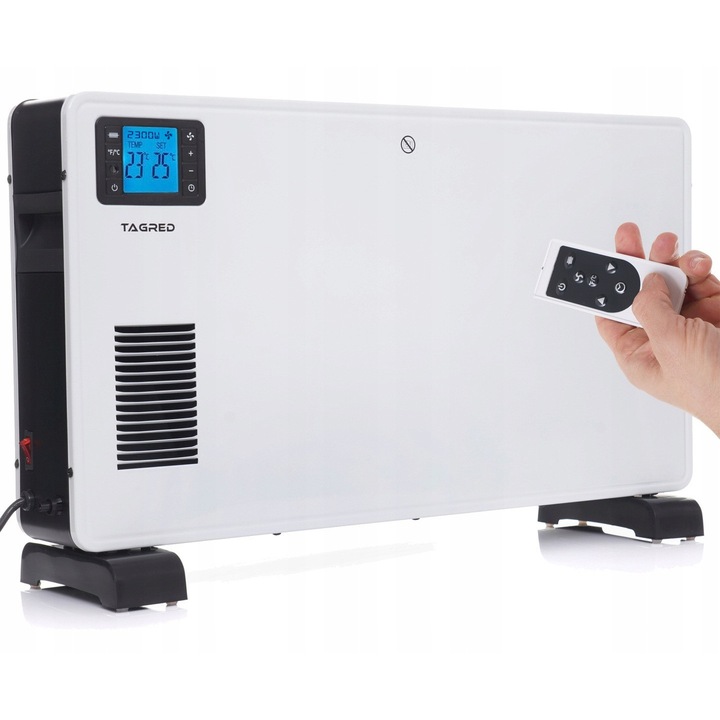 Convector electric Tagred TA942 2300W, 3 trepte putere, telecomanda, functie TURBO, 73x16x45cm