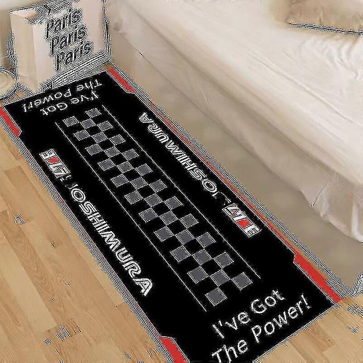 Covor pentru motocicleta, 80x200cm, antiderapant, design kilim, negru/gri