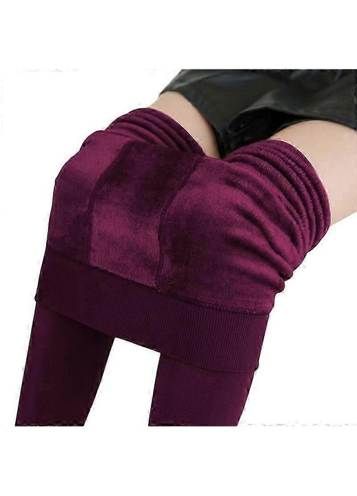Női magas derekú leggings, pamut, poliészter, spandex, Wine Red