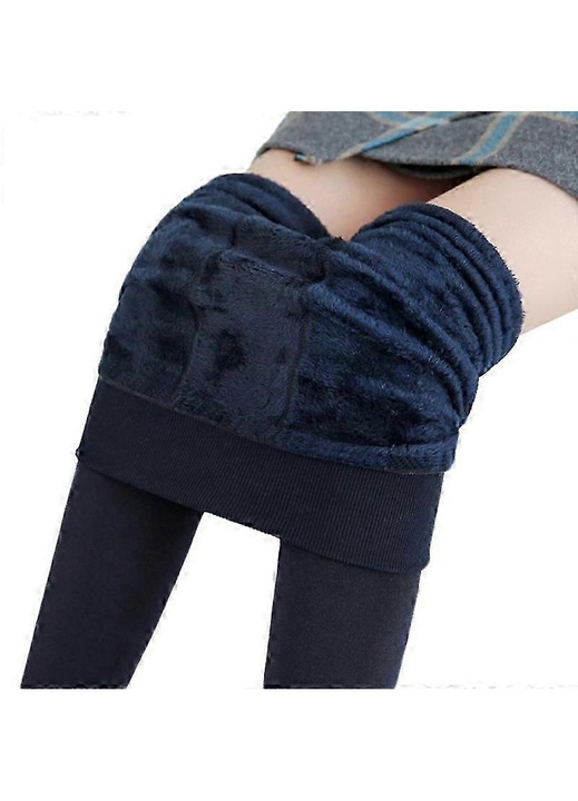 Női téli leggings, magas derekú, sötétkék színű, kötött anyagból