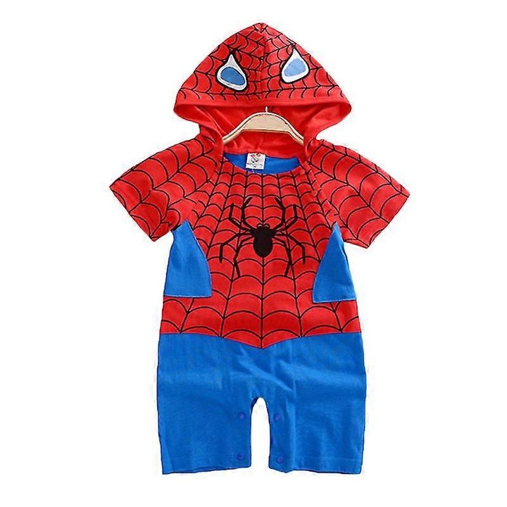 Salopeta copii, model supererou Superman, maneca scurta, multicolor, bumbac