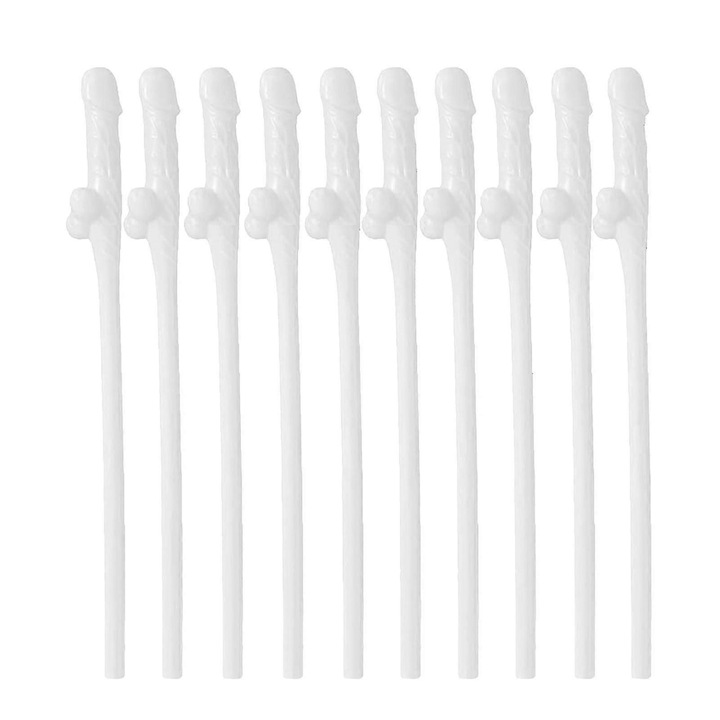 Set 50 paie reutilizabile din plastic pentru petreceri de burlacite, 19cm, alb