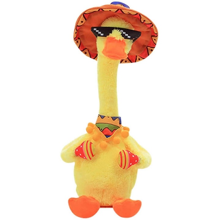 Jucarie interactiva pentru copii, rata electrica cantatoare si dansatoare, 120 melodii, 32cm