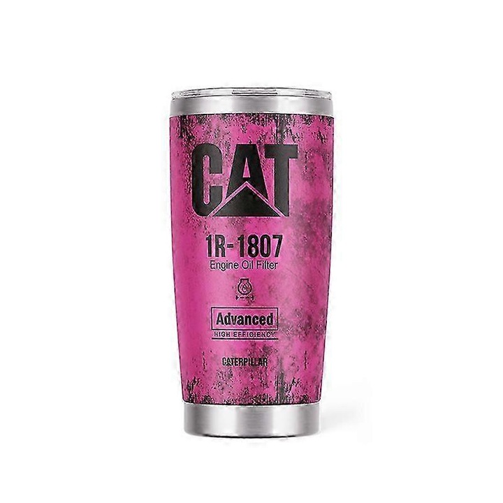 Cana termos, 20oz, din inox, perete dublu, roz inchis