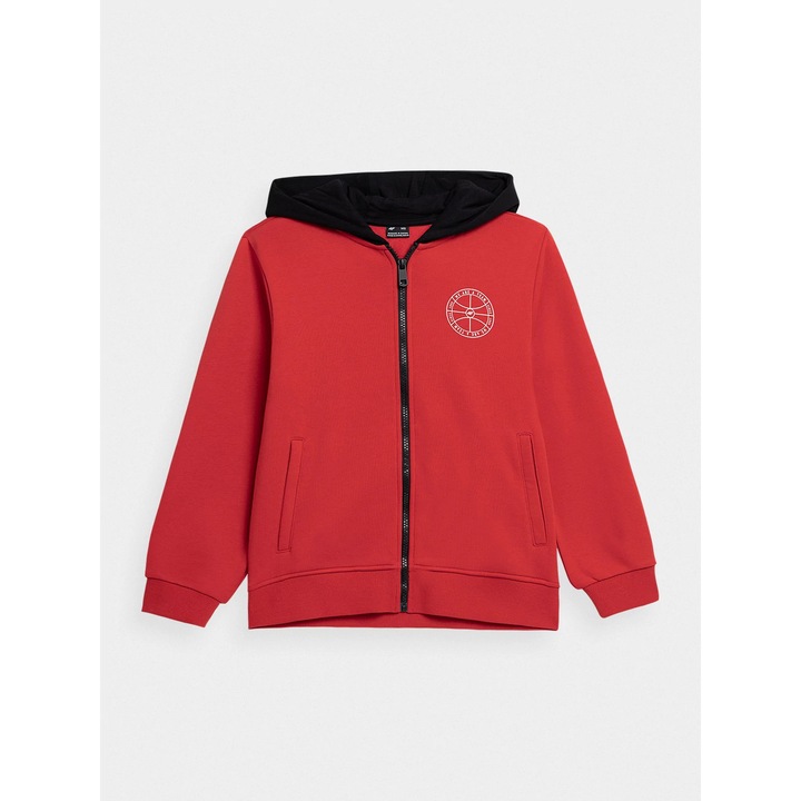 Kapucnis pulóver fiúknak 4F JBLM004, Piros, 146