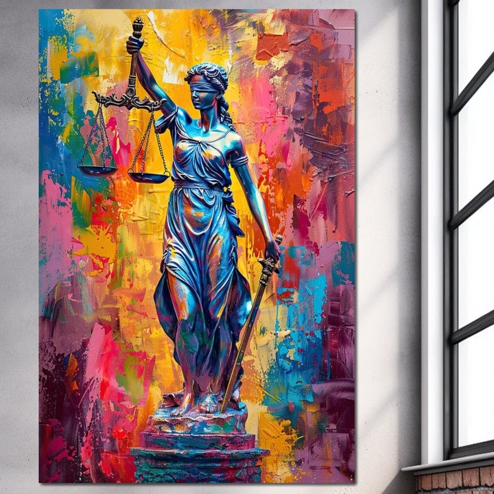 Картина на канава LuxCanva® O1042, Premium, Темида, Богиня на правосъдието, 80 X 120 СМ, 100% памучно платно 400g/m2, Рамка, Дърво, За Офис, Всекидневна, Спалня